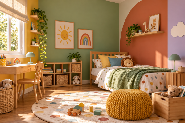 Quarto infantil colorido e acolhedor